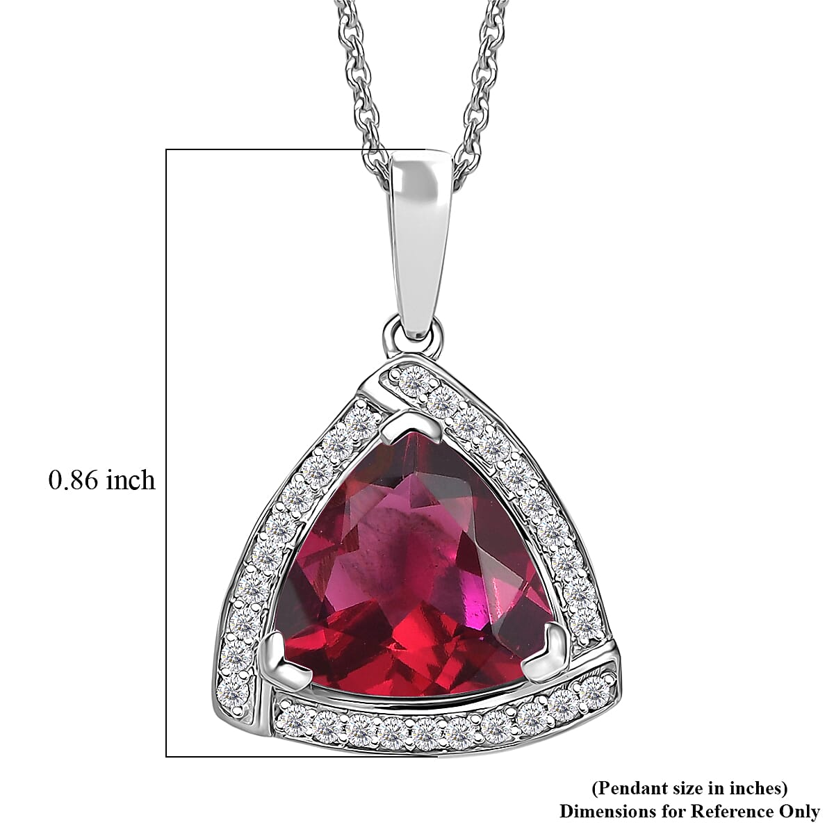 D'Joy Lab Grown Bixbite and Moissanite 4.00 ctw Pendant Necklace in Rhodium Over Sterling Silver 20 Inches