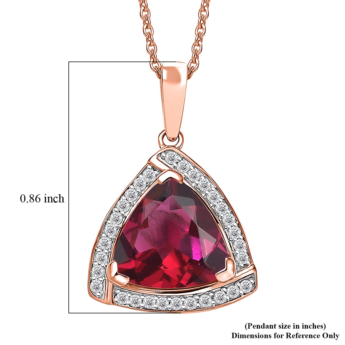 D'Joy Lab Grown Bixbite and Moissanite 4.00 ctw Pendant Necklace in 18K Vermeil Rose Gold Over Sterling Silver 20 Inches