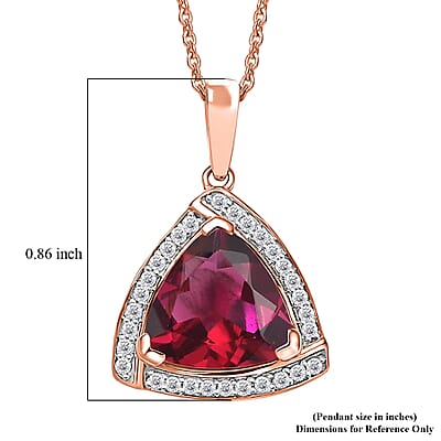 D'Joy Lab Grown Bixbite and Moissanite 4.00 ctw Pendant Necklace in 18K Vermeil Rose Gold Over Sterling Silver 20 Inches