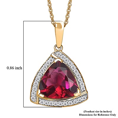 D'Joy Lab Grown Bixbite and Moissanite 4.00 ctw Pendant Necklace in 18K Vermeil Rose Gold Over Sterling Silver 20 Inches