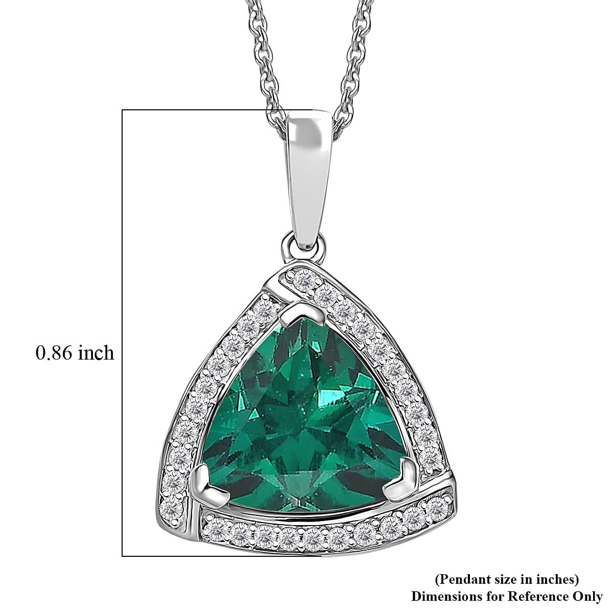D'Joy Lab Grown Emerald and Moissanite 4.00 ctw Pendant Necklace in Rhodium Over Sterling Silver 20 Inches image number 4