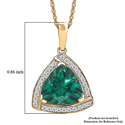 D'Joy Lab Grown Emerald and Moissanite 3.80 ctw Pendant Necklace in 18K Vermeil Yellow Gold Over Sterling Silver 20 Inches