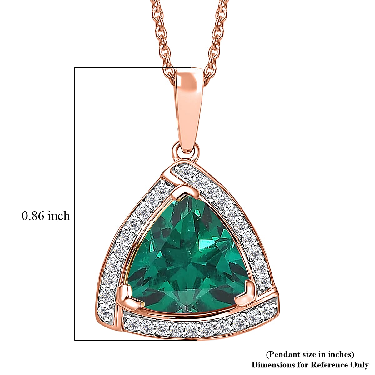 D'Joy Lab Grown Emerald and Moissanite 4.00 ctw Pendant Necklace in 18K Vermeil Rose Gold Over Sterling Silver 20 Inches image number 4
