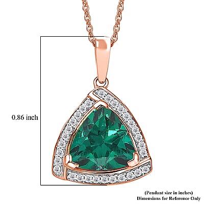 D'Joy Lab Grown Emerald and Moissanite 4.00 ctw Pendant Necklace in 18K Vermeil Rose Gold Over Sterling Silver 20 Inches