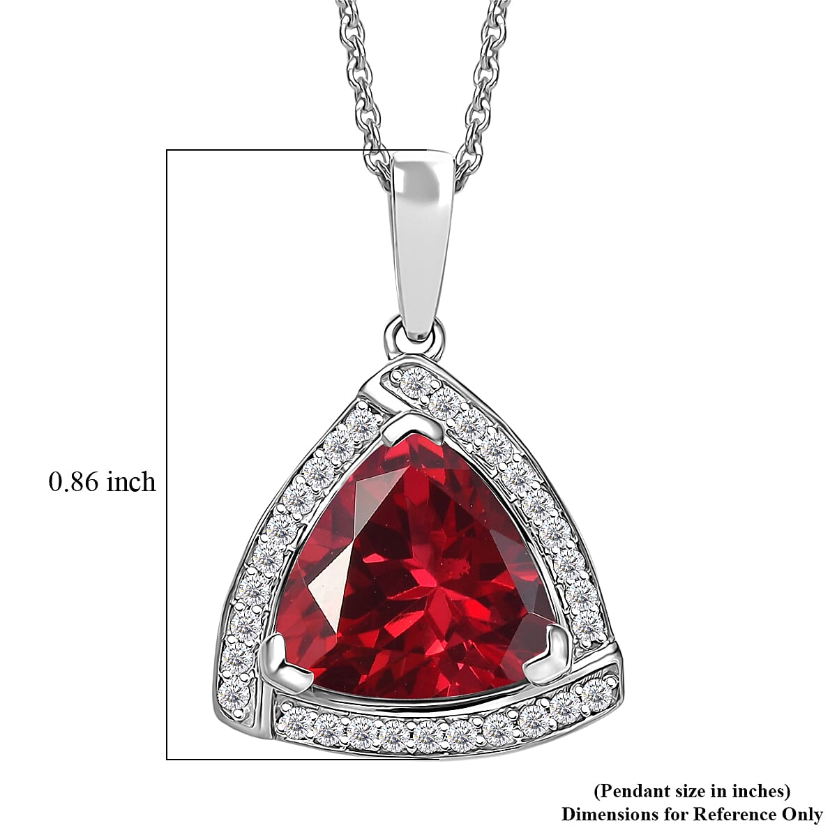 D'Joy Lab Grown Padparadscha Sapphire and Moissanite Pendant Necklace in Rhodium Over Sterling Silver 20 Inches 4.00 ctw