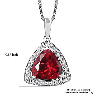 D'Joy Lab Grown Padparadscha Sapphire and Moissanite Pendant Necklace in Rhodium Over Sterling Silver 20 Inches 4.00 ctw