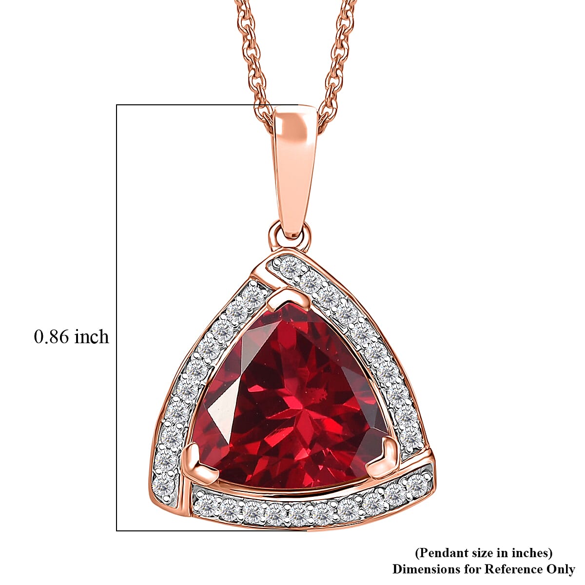 D'Joy Lab Grown Padparadscha Sapphire and Moissanite Pendant Necklace in 18K Vermeil Rose Gold Over Sterling Silver 20 Inches 4.00 ctw