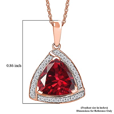 D'Joy Lab Grown Padparadscha Sapphire and Moissanite Pendant Necklace in 18K Vermeil Rose Gold Over Sterling Silver 20 Inches 4.00 ctw