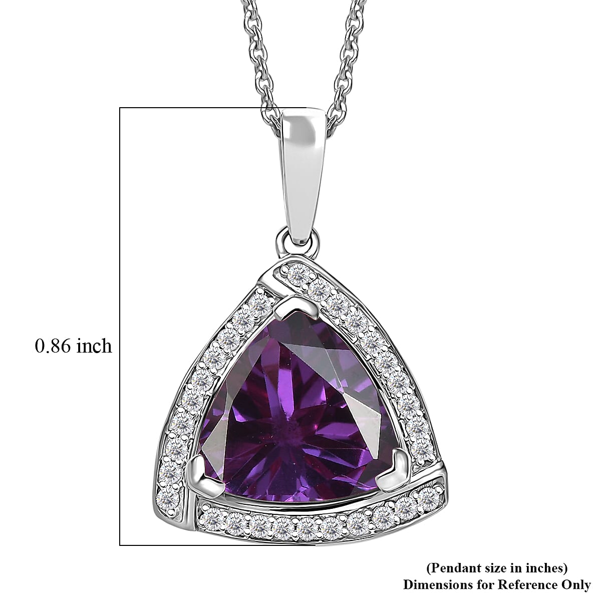 D'Joy Lab Grown Color Change Sapphire and Moissanite Pendant Necklace in Rhodium Over Sterling Silver 20 Inches 4.00 ctw