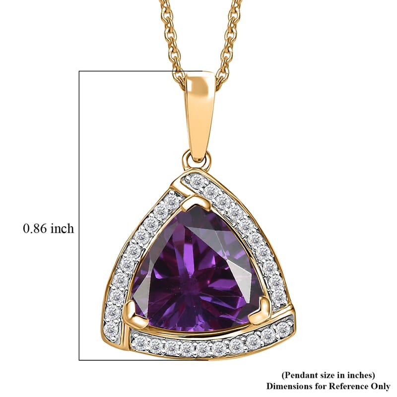 D'Joy Lab Grown Color Change Sapphire and Moissanite Pendant Necklace in Rhodium Over Sterling Silver 20 Inches 4.00 ctw