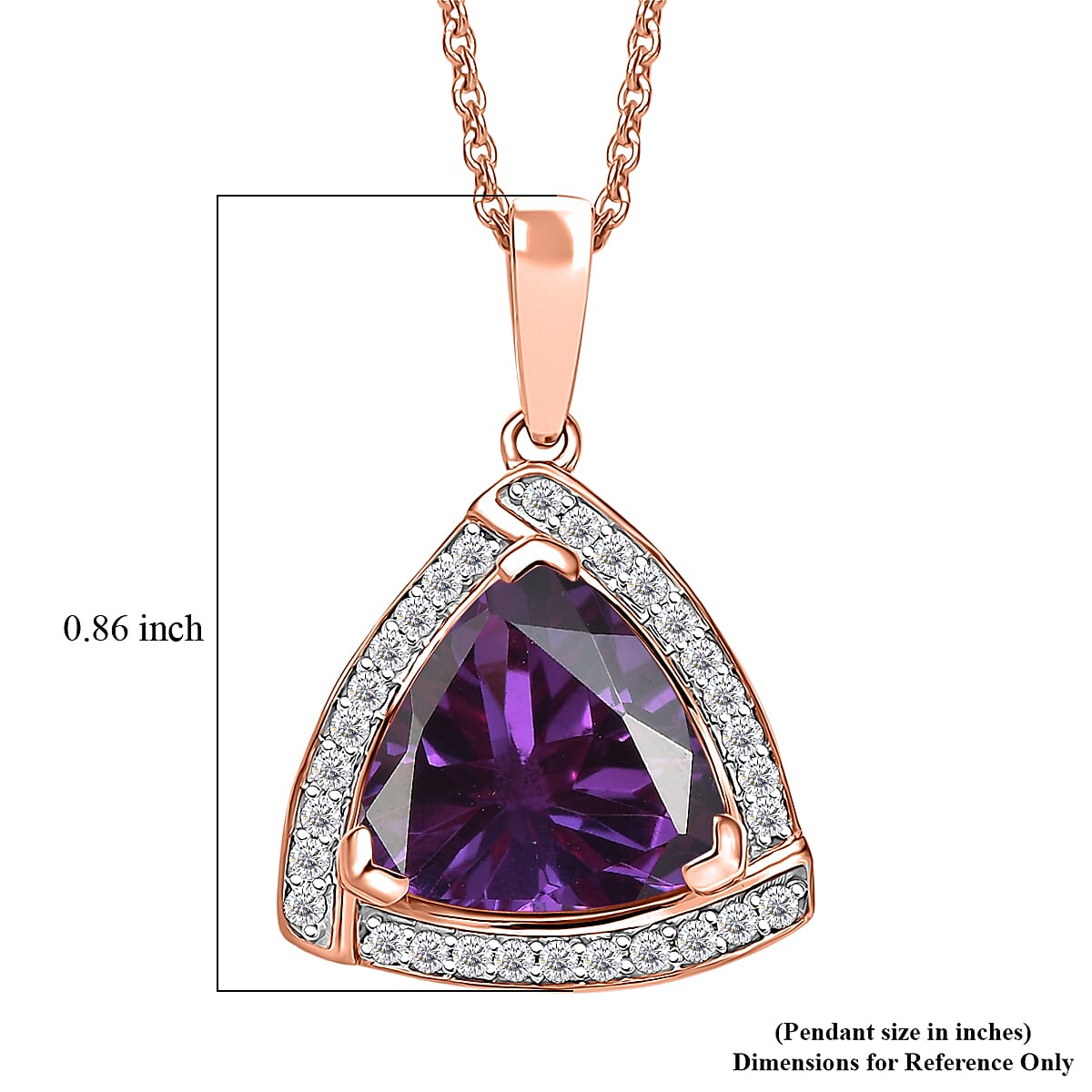 D'Joy Lab Grown Color Change Sapphire and Moissanite Pendant Necklace in 18K Vermeil Rose Gold Over Sterling Silver 20 Inches 4.00 ctw image number 4