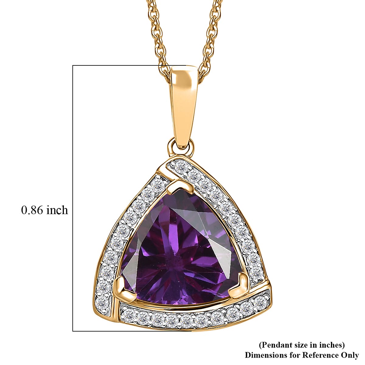 D'Joy Lab Grown Color Change Sapphire and Moissanite Pendant Necklace in 18K Vermeil Rose Gold Over Sterling Silver 20 Inches 4.00 ctw