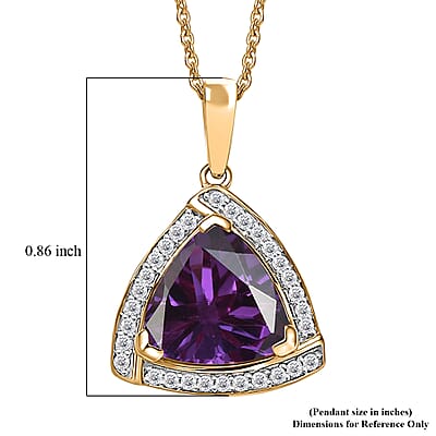 D'Joy Lab Grown Color Change Sapphire and Moissanite Pendant Necklace in 18K Vermeil Rose Gold Over Sterling Silver 20 Inches 4.00 ctw