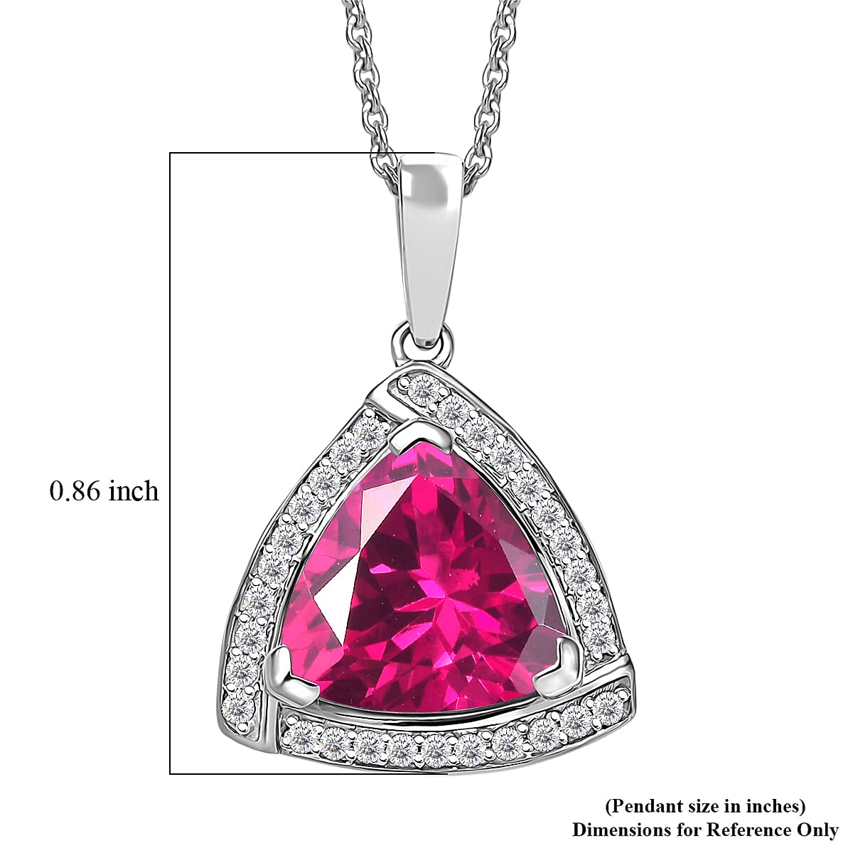 D'Joy Lab Grown Pink Sapphire and Moissanite 4.00 ctw Pendant Necklace in Rhodium Over Sterling Silver 20 Inches