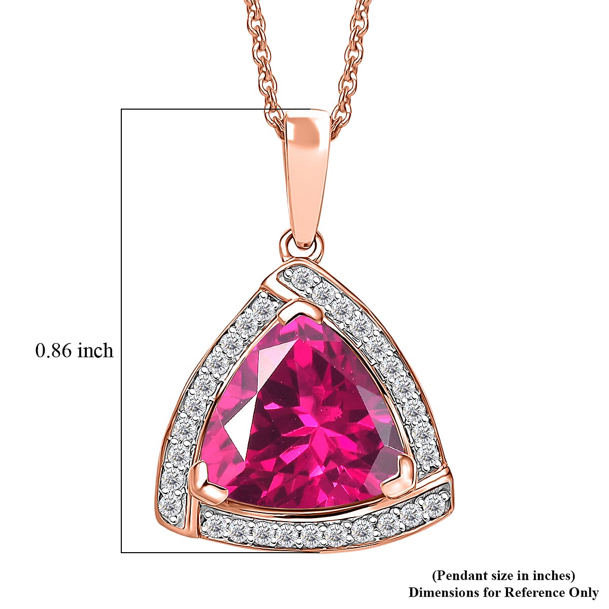 D'Joy Lab Grown Pink Sapphire and Moissanite 4.00 ctw Pendant Necklace in 18K Vermeil Rose Gold Over Sterling Silver 20 Inches