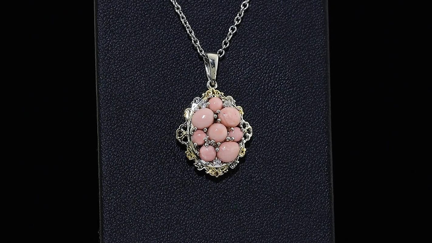 EverTrue Oregon Peach Opal 1.65 ctw Pendant in Platinum Bond with Stainless Steel Necklace 20 Inches