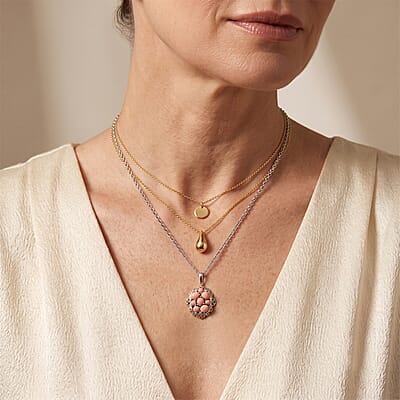 EverTrue Oregon Peach Opal 1.65 ctw Pendant in Platinum Bond with Stainless Steel Necklace 20 Inches