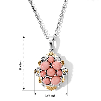 EverTrue Oregon Peach Opal 1.65 ctw Pendant in Platinum Bond with Stainless Steel Necklace 20 Inches