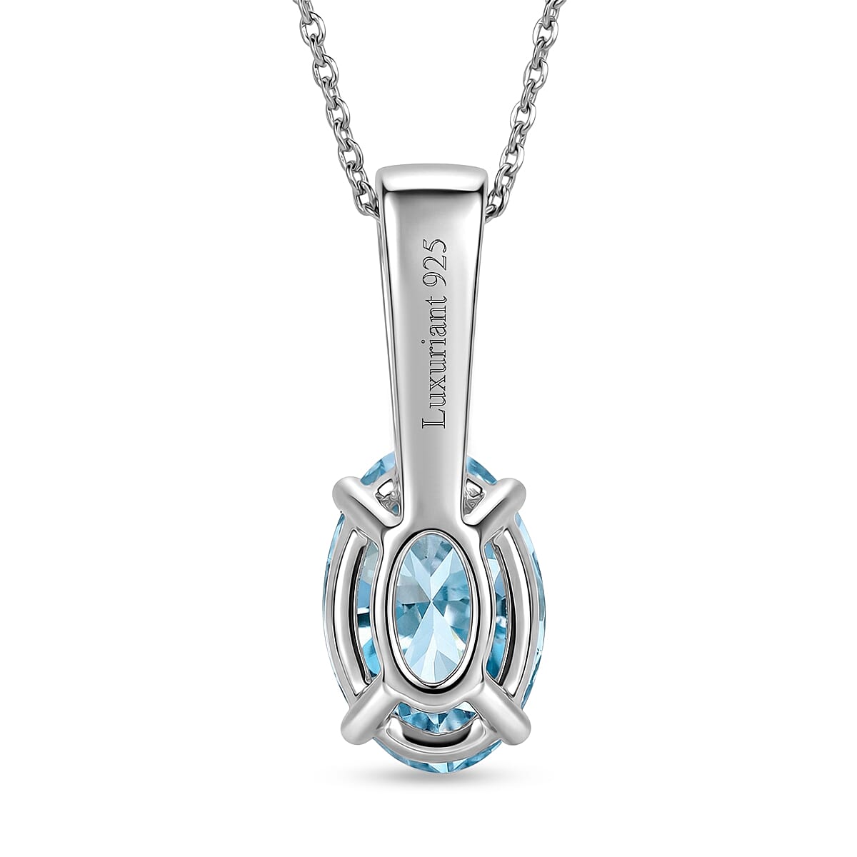 Luxuriant Lab Grown Blue Diamond (IR) and Lab Grown Diamond VS 3.00 ctw Pendant Necklace in Rhodium Over Sterling Silver 20 Inches