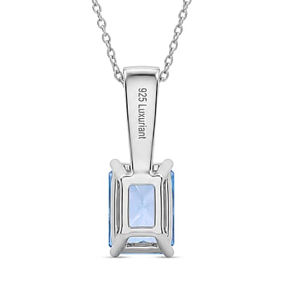 Luxuriant Lab Grown Blue Diamond (IR) and Lab Grown Diamond VS 3.00 ctw Pendant Necklace in Rhodium Over Sterling Silver 20 Inches