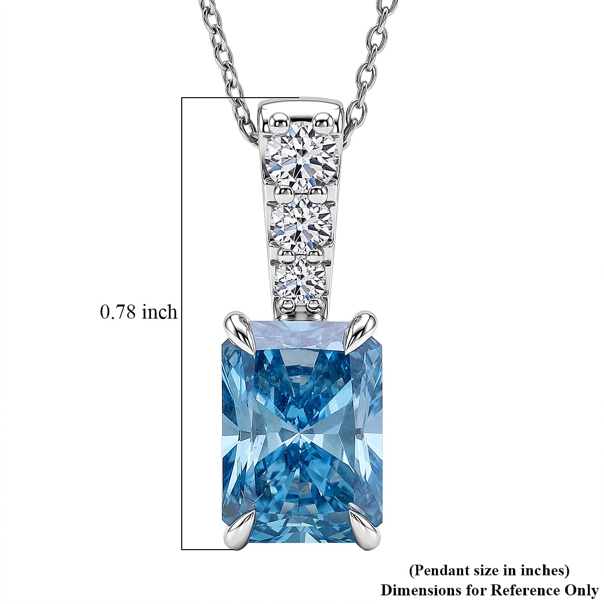 Luxuriant Lab Grown Blue Diamond and Lab Grown Diamond VS 3.00 ctw Pendant Necklace in Rhodium Over Sterling Silver 20 Inches (Ships in 10-12 Days) image number 5