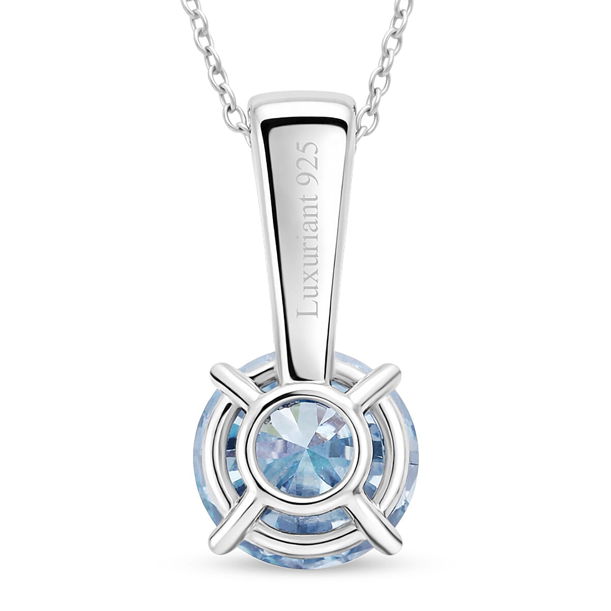 Luxuriant Lab Grown Royal Blue Diamond and Lab Grown Diamond VS 3.00 ctw Pendant Necklace in Rhodium Over Sterling Silver 20 Inches (Ships in 10-12 Days) image number 4