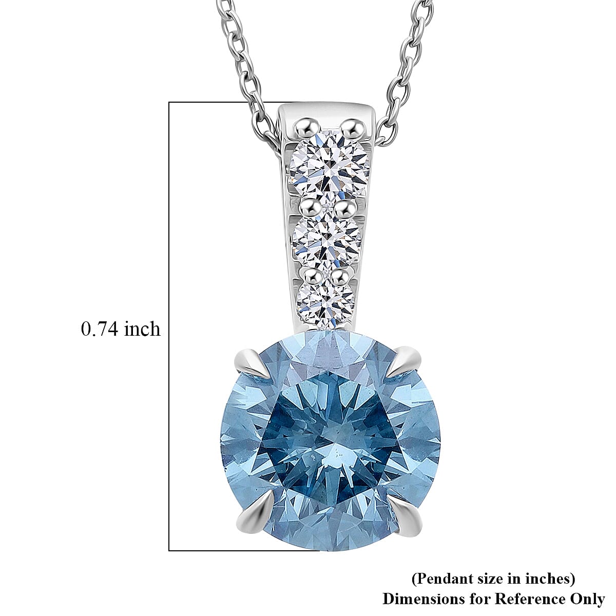 Luxuriant Lab Grown Royal Blue Diamond and Lab Grown Diamond VS 3.00 ctw Pendant Necklace in Rhodium Over Sterling Silver 20 Inches (Ships in 10-12 Days) image number 5