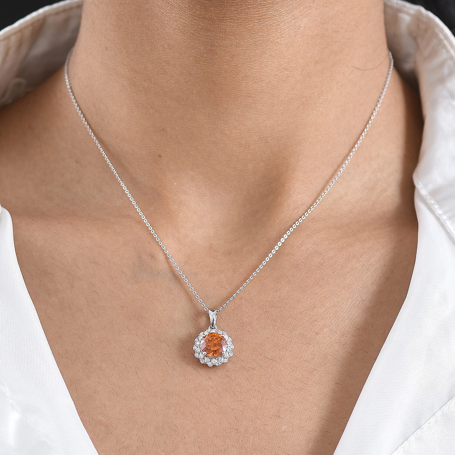 Certified & Appraised D'Joy Premium Picos Altos Color Sphalerite and Moissanite 3.00 ctw Pendant Necklace in Rhodium Over Sterling Silver 20 Inches