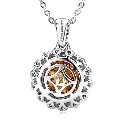 Certified & Appraised D'Joy Premium Picos Altos Color Sphalerite and Moissanite 3.00 ctw Pendant Necklace in Rhodium Over Sterling Silver 20 Inches