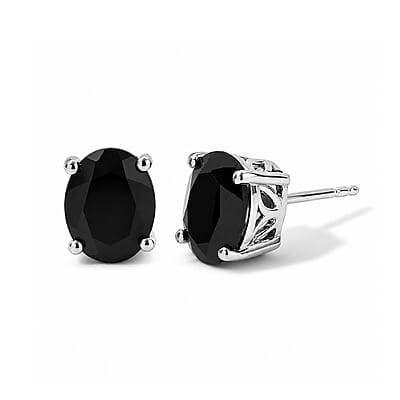 EverTrue Thai Black Spinel 52.30 ctw Bracelet (6.50In) and Solitaire Stud Earrings in Platinum Bond