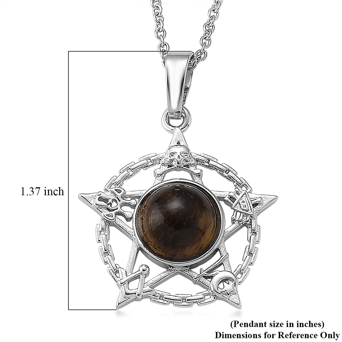 Yellow Tigers Eye 8.00 ctw Pendant in Silvertone with Stainless Steel Necklace 20 Inches
