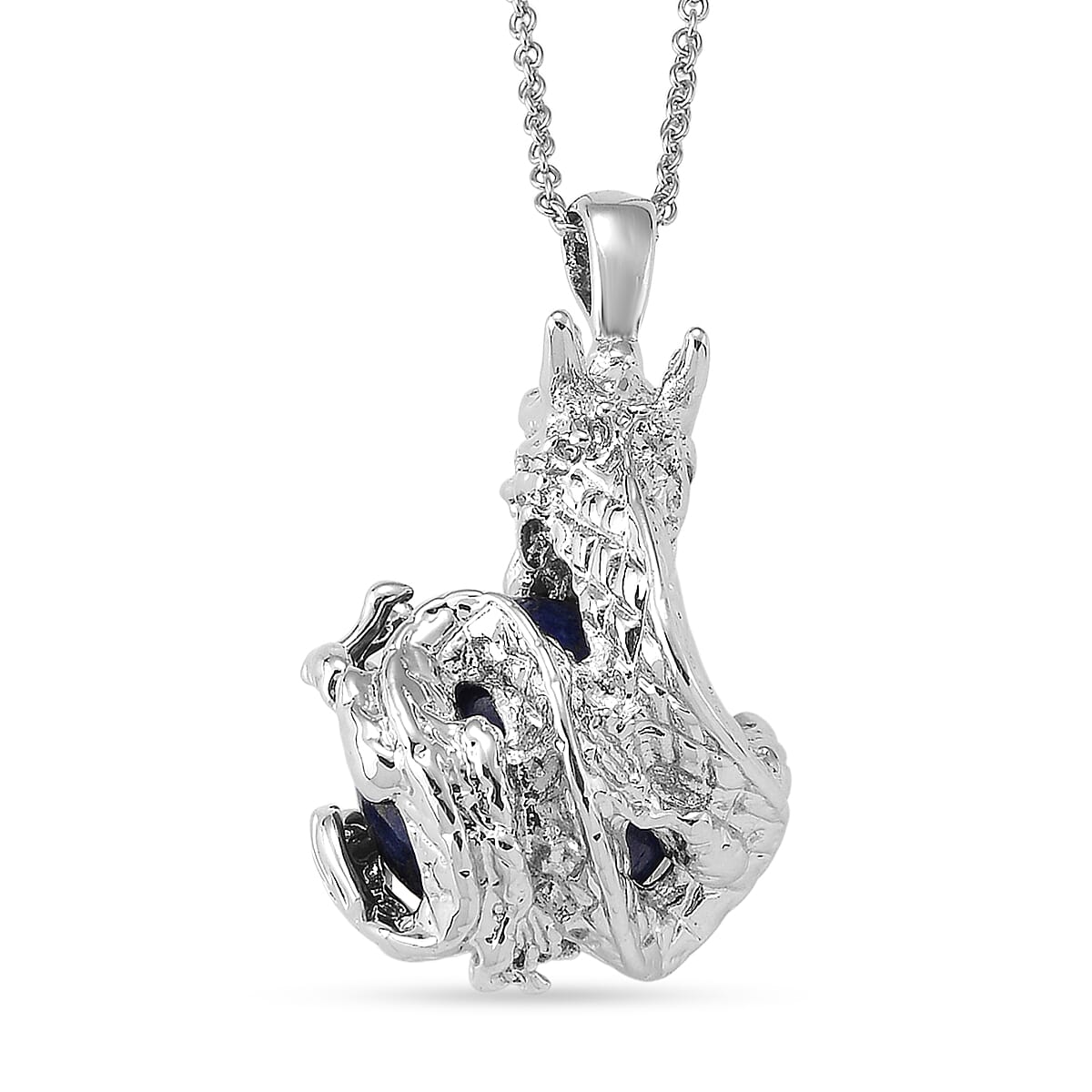 Lapis Lazuli 45.00 ctw Pendant in Silvertone with Stainless Steel Necklace 20 Inches
