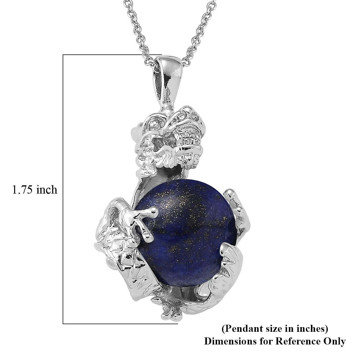 Lapis Lazuli 45.00 ctw Pendant in Silvertone with Stainless Steel Necklace 20 Inches