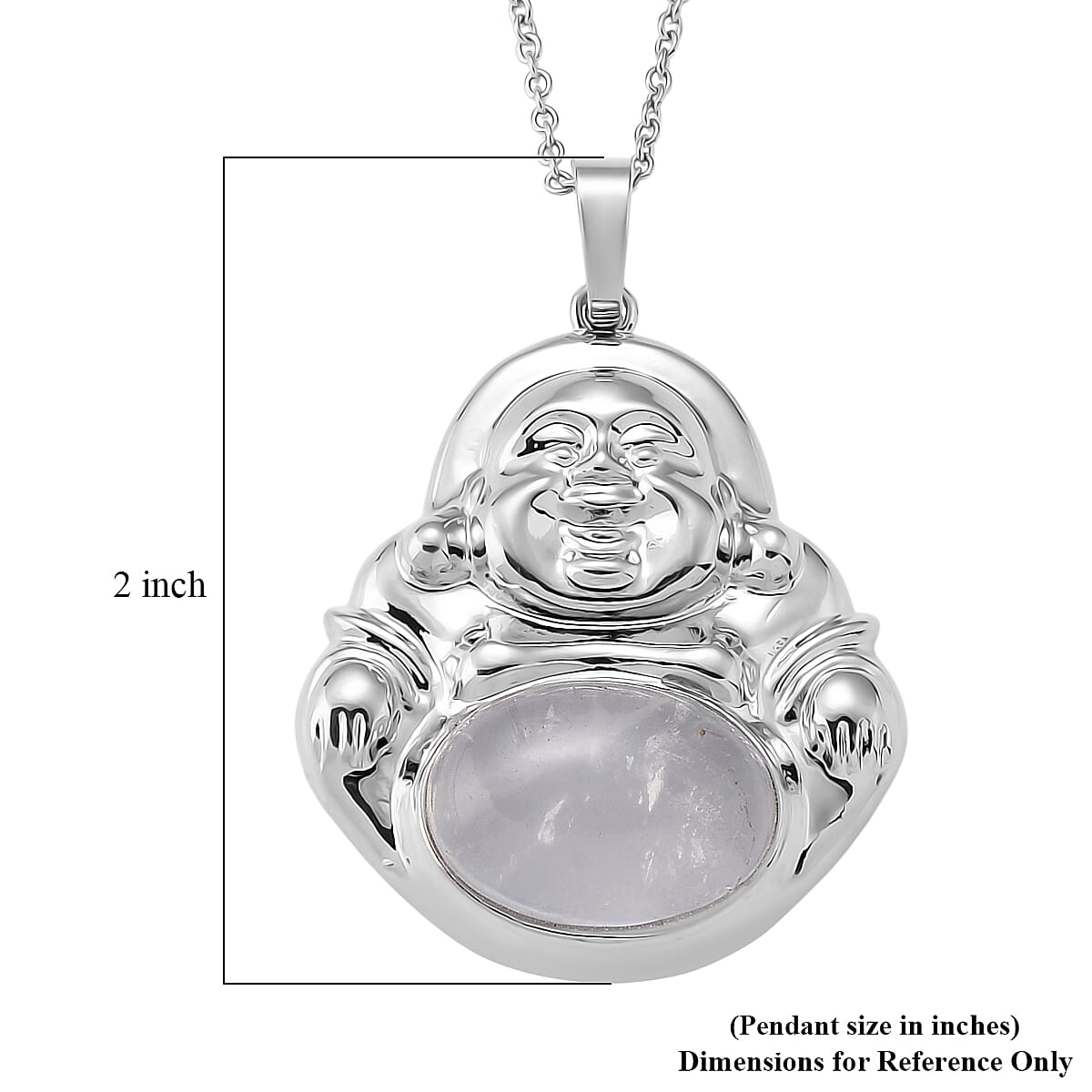 White Crystal Quartz 20.00 ctw Pendant in Silvertone with Stainless Steel Necklace 20 Inches