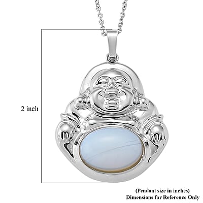 Opalite 20.00 ctw Pendant in Silvertone with Stainless Steel Necklace 20 Inches