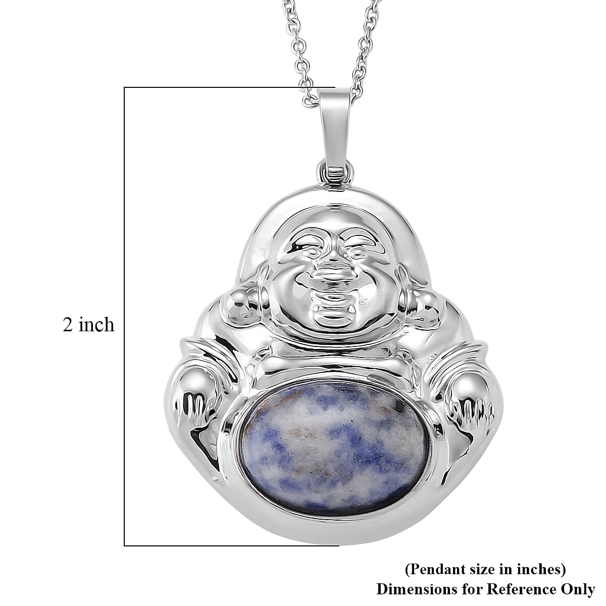 Blue Sodalite 20.00 ctw Pendant in Silvertone with Stainless Steel Necklace 20 Inches