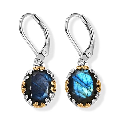 EverTrue Malagasy Labradorite 20.30 ctw Earrings, Ring (Size 5.0) and Pendant without Chain in 18K YG Plated and Platinum Bond