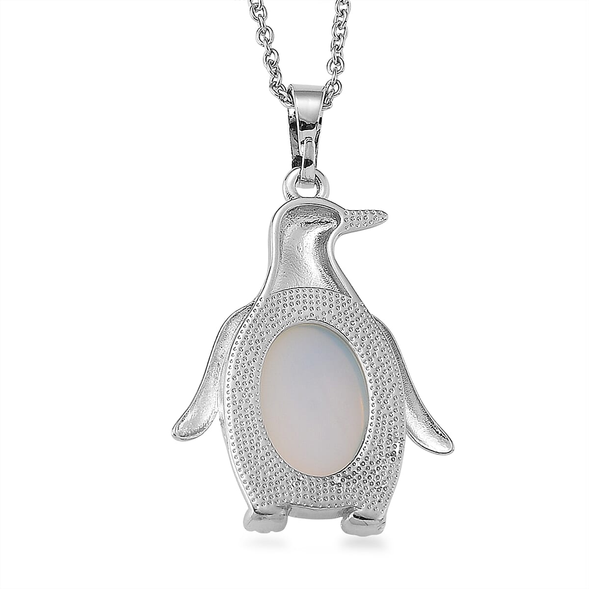 Opalite 15.00 ctw Pendant in Silvertone with Stainless Steel Necklace 20 Inches