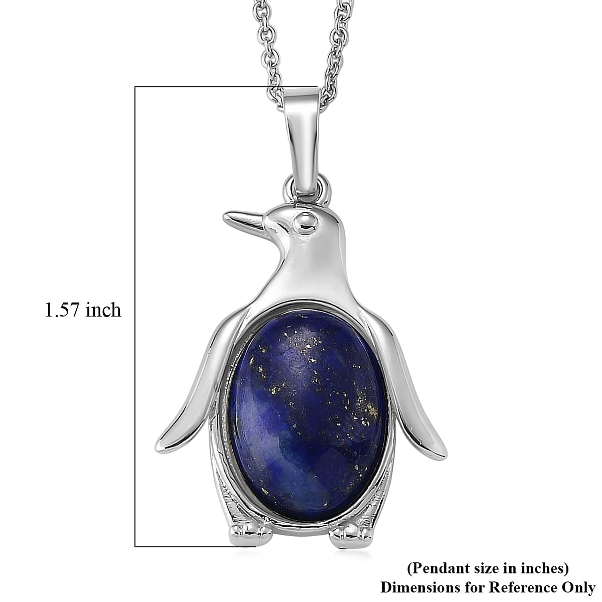 Lapis Lazuli 15.00 ctw Pendant in Silvertone with Stainless Steel Necklace 20 Inches