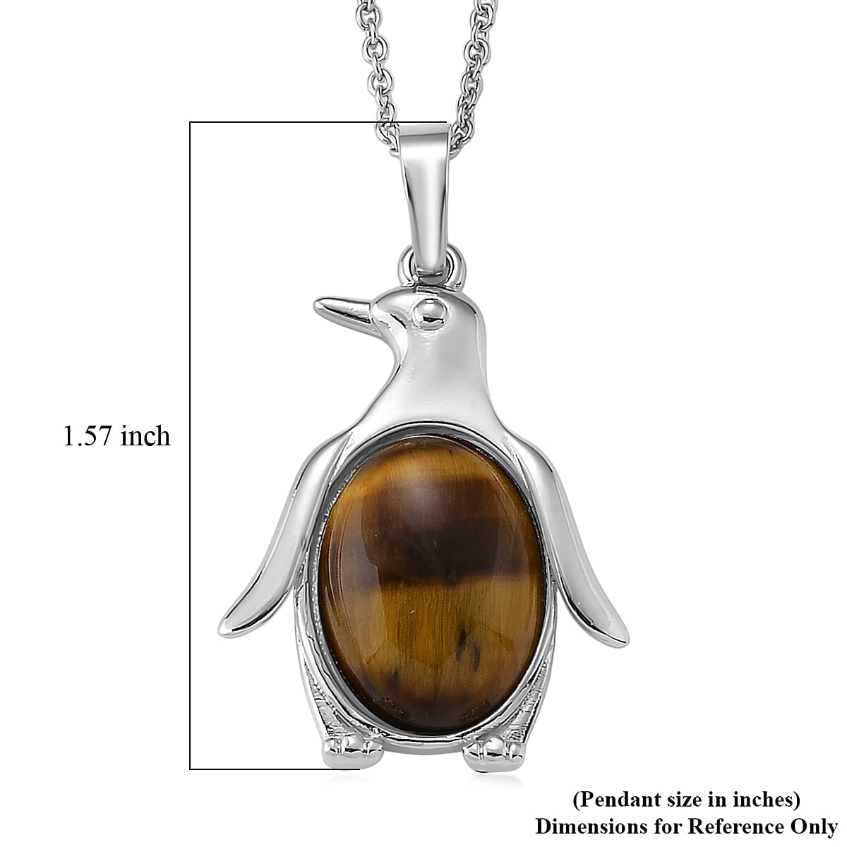 Yellow Tigers Eye 15.00 ctw Pendant in Silvertone with Stainless Steel Necklace 20 Inches