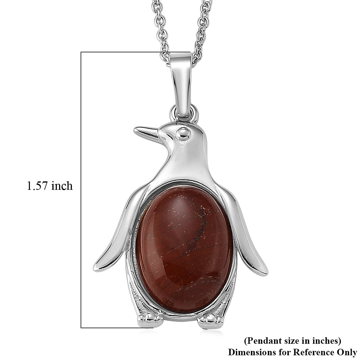 Red Jasper 15.00 ctw Pendant in Silvertone with Stainless Steel Necklace 20 Inches