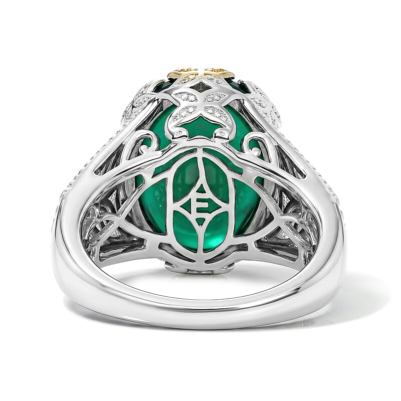 EverTrue Verde Onyx 19.65 ctw Solitaire Ring (Size 5.00), Pendant Without Chain and Earrings in 18K YG Plated and Platinum Bond