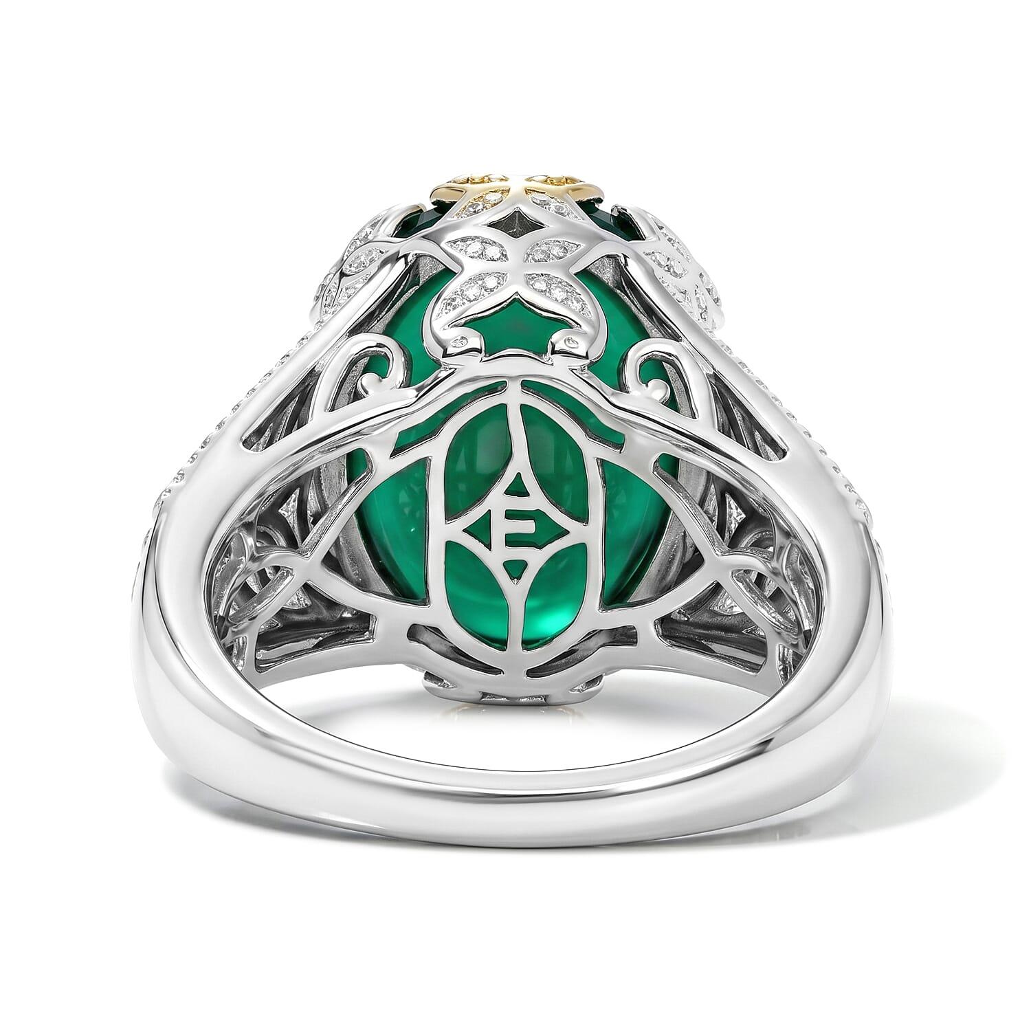 EverTrue Verde Onyx 19.65 ctw Solitaire Ring (Size 6.00), Pendant Without Chain and Earrings in 18K YG Plated and Platinum Bond