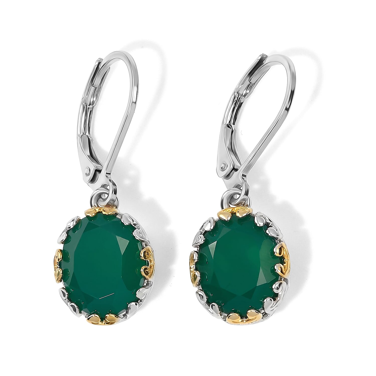 EverTrue Verde Onyx 19.65 ctw Solitaire Ring (Size 6.00), Pendant Without Chain and Earrings in 18K YG Plated and Platinum Bond