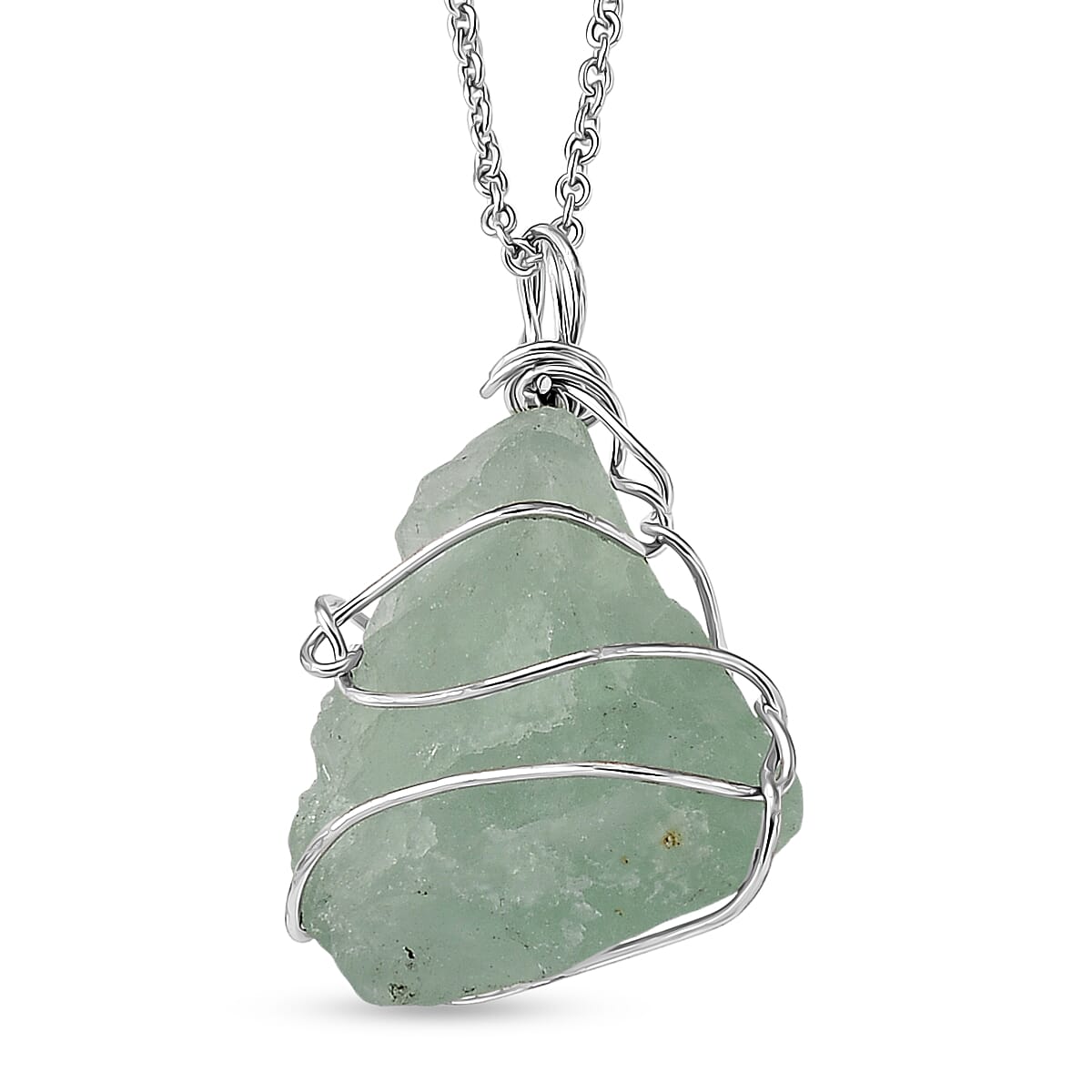 Hebei Peridot 35.00 ctw Pendant in Silvertone with Stainless Steel Necklace 20 Inches