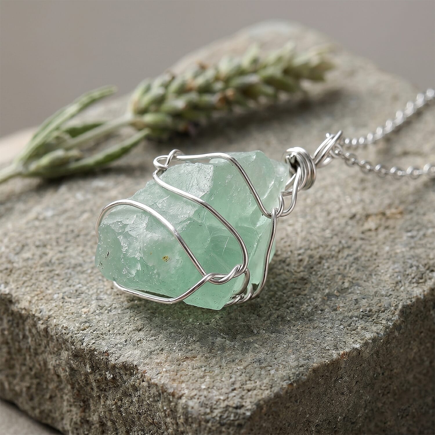 Hebei Peridot 35.00 ctw Pendant in Silvertone with Stainless Steel Necklace 20 Inches