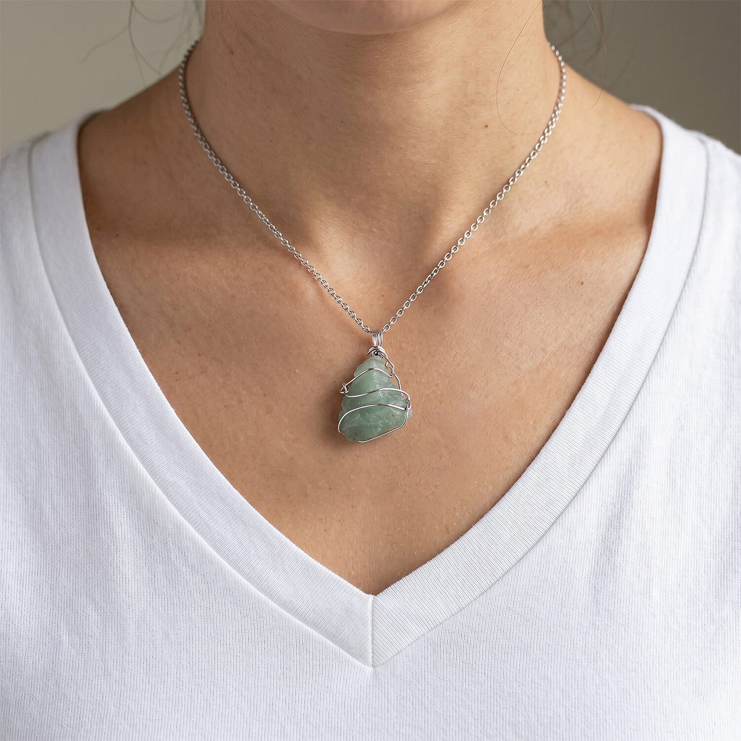 Hebei Peridot 35.00 ctw Pendant in Silvertone with Stainless Steel Necklace 20 Inches