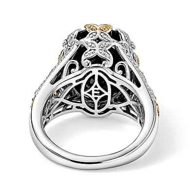 EverTrue Thai Black Spinel 27.00 ctw Solitaire Ring (Size 5.00), Pendant Without Chain and Earrings in 18K YG Plated and Platinum Bond