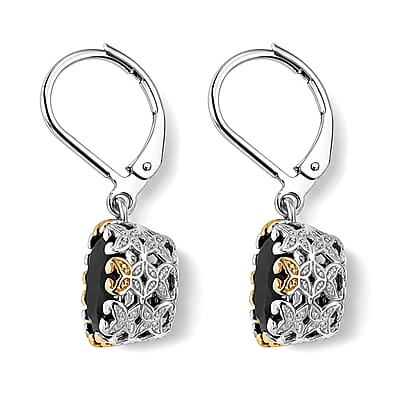 EverTrue Thai Black Spinel 27.00 ctw Solitaire Ring (Size 5.00), Pendant Without Chain and Earrings in 18K YG Plated and Platinum Bond