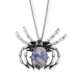 Blue Sodalite 25.00 ctw Pendant in Silvertone with Stainless Steel Necklace 20 Inches